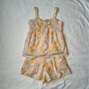 Janie and Jack Citrus Print Tank and Shorts Set | Girls Size 7/8 | EUC 🍊🩷🍋